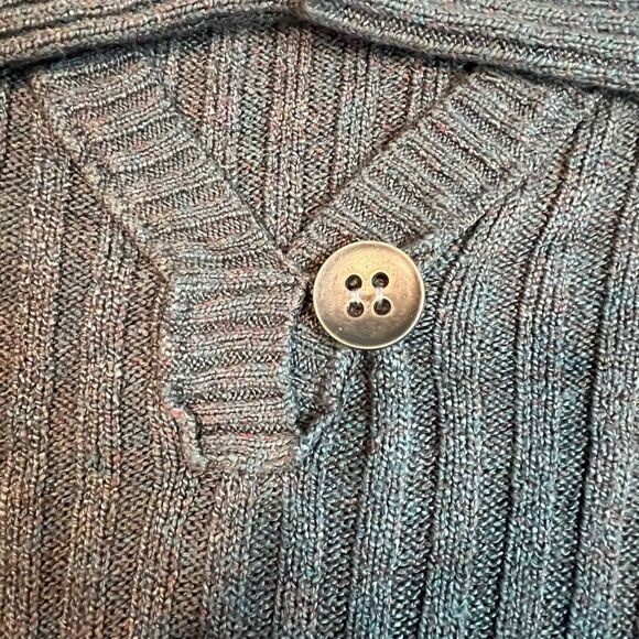 Maurice Sweater Womens 2X Gray Rainbow Rib Knit V Neck Preppy Academia Blouse - Picture 11 of 12